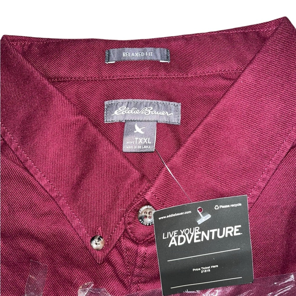 Eddie Bauer Dark Berry Burgundy Button-Up Shirt Size TXXL - Picture 1 of 4
